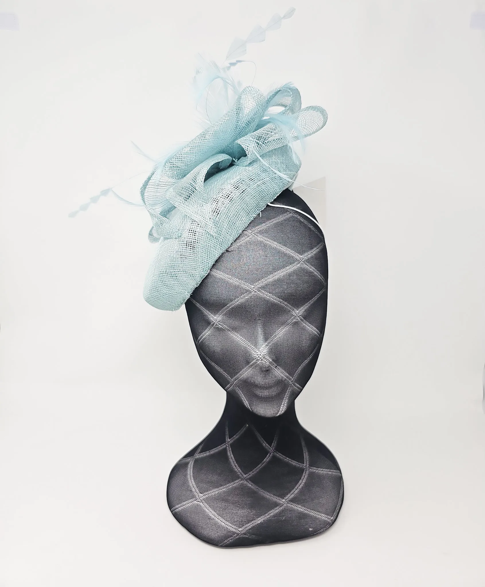 Aqua Blue Beret Shaped Fascinator With Elastic