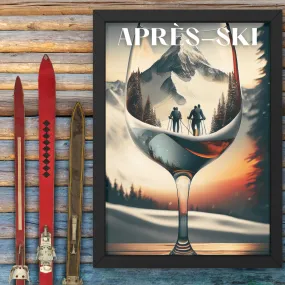 Art mural à imprimer Montagne Ski Après-Ski, Décor Chalet Confortable, Poster Sport d'Hiver