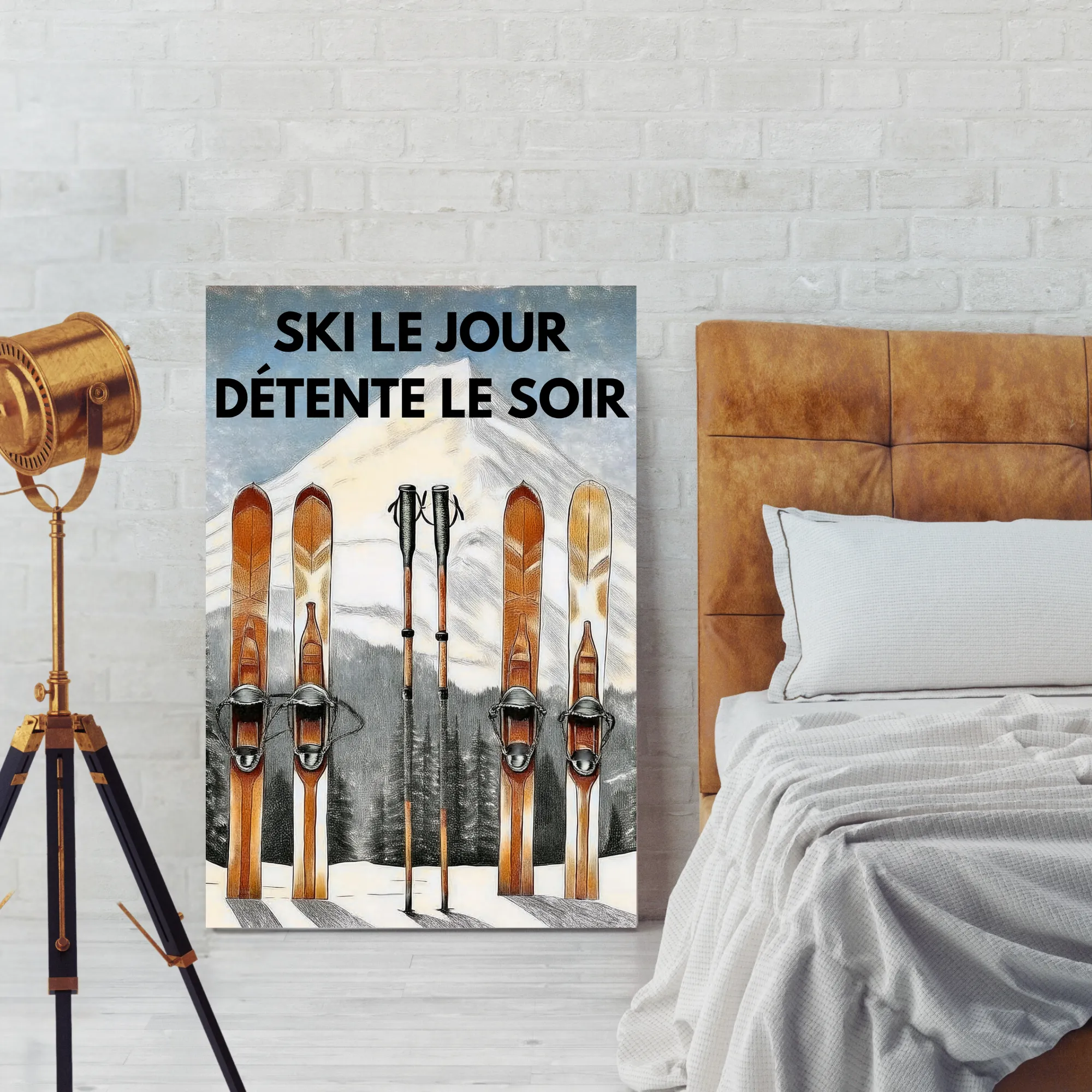 Art Mural Ski, Poster Chalet Français, Impression Soirée Détente Après-Ski