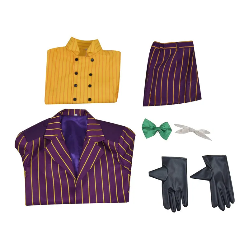 Batman Joker Cosplay Costume Purple Full Set Arkham Asylum Version