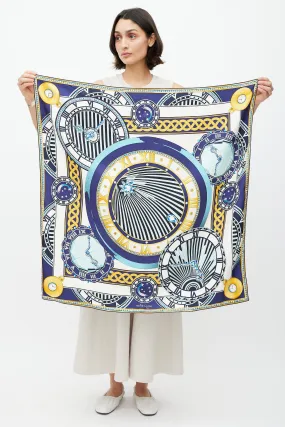 Blue & Multicolour Sundial Scarf