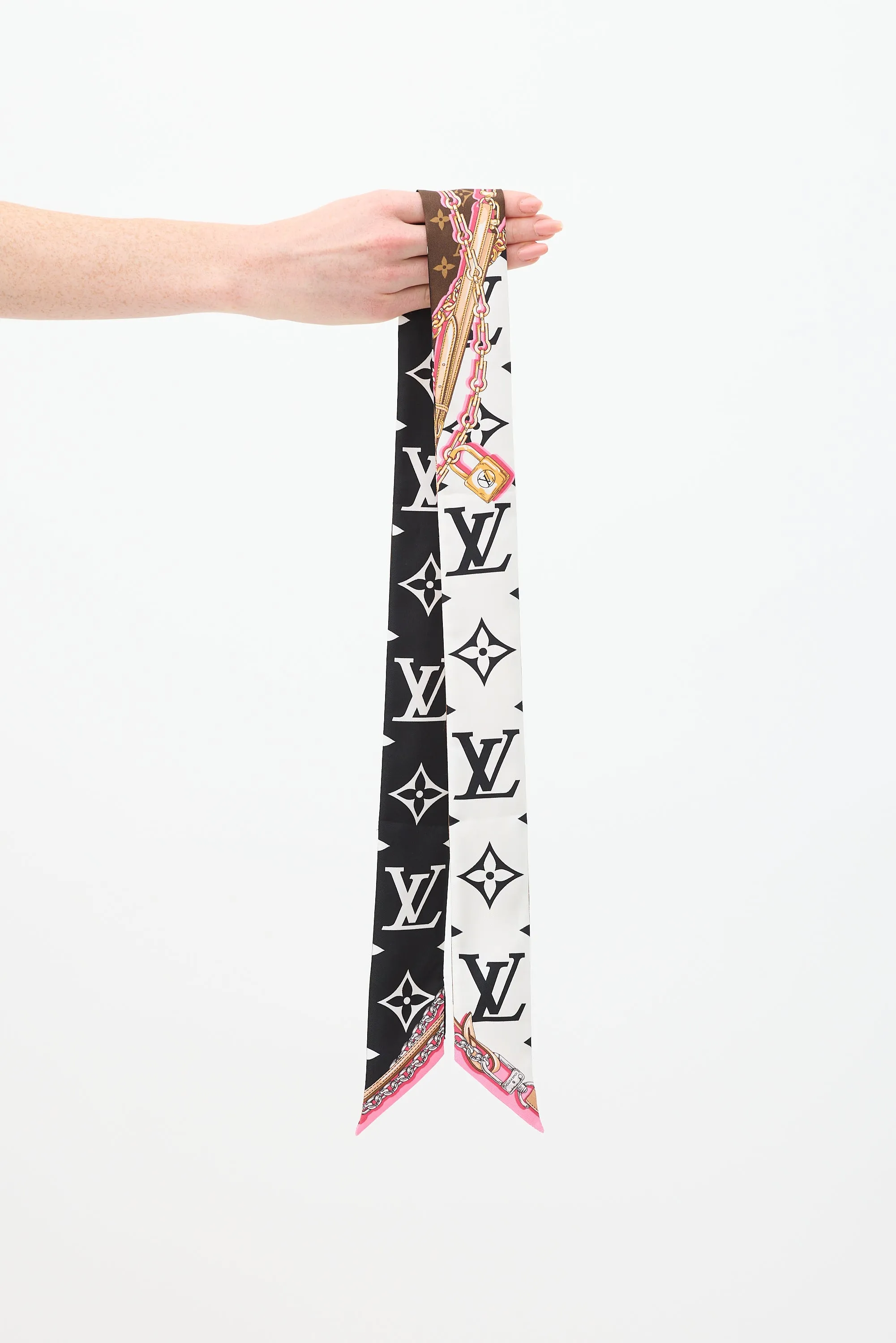 Brown & Multicolour Silk Ultimate Monogram BB Bandeau Scarf