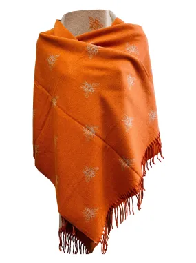 BUMBLE BEES SCARF orange grey reversible super soft winter shawl unisex trending scarf Xmas gift for him and her