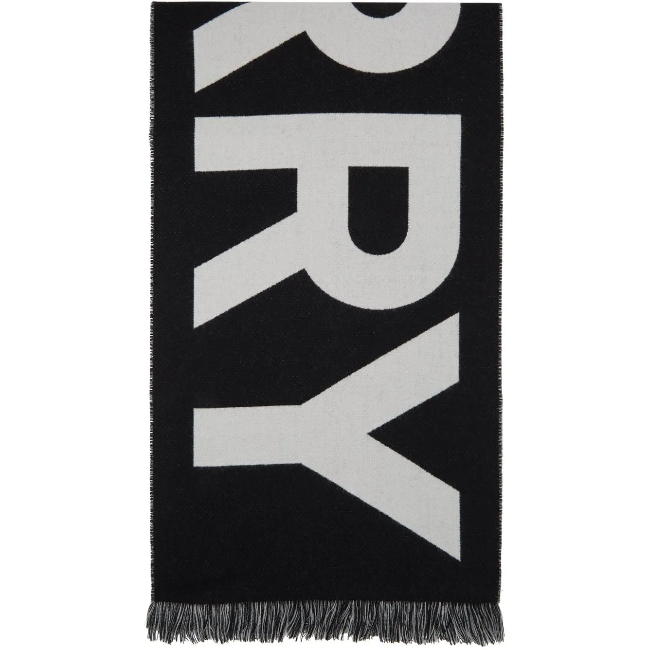 Burberry Black Wool Jacquard Logo Scarf