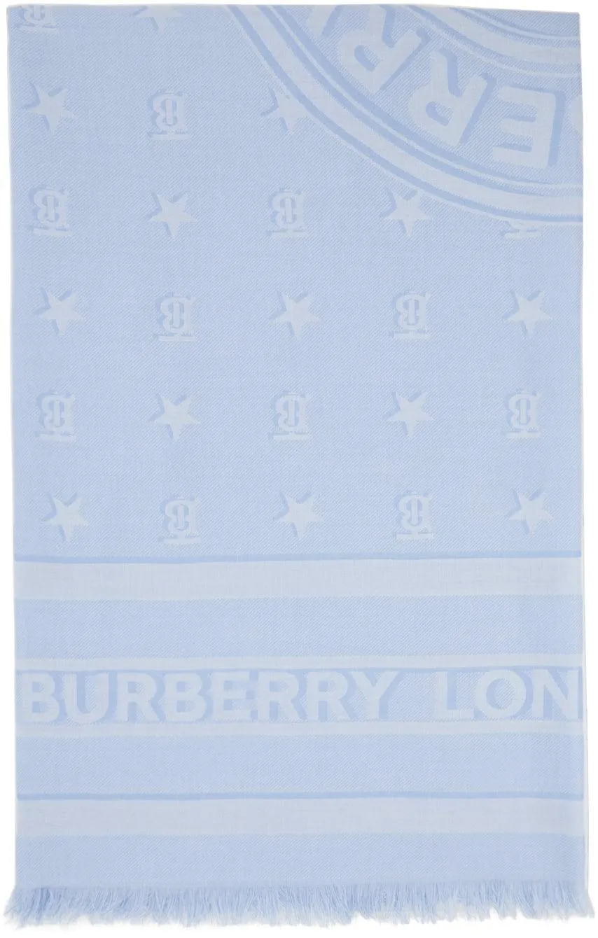 Burberry Blue Silk Monogram Scarf