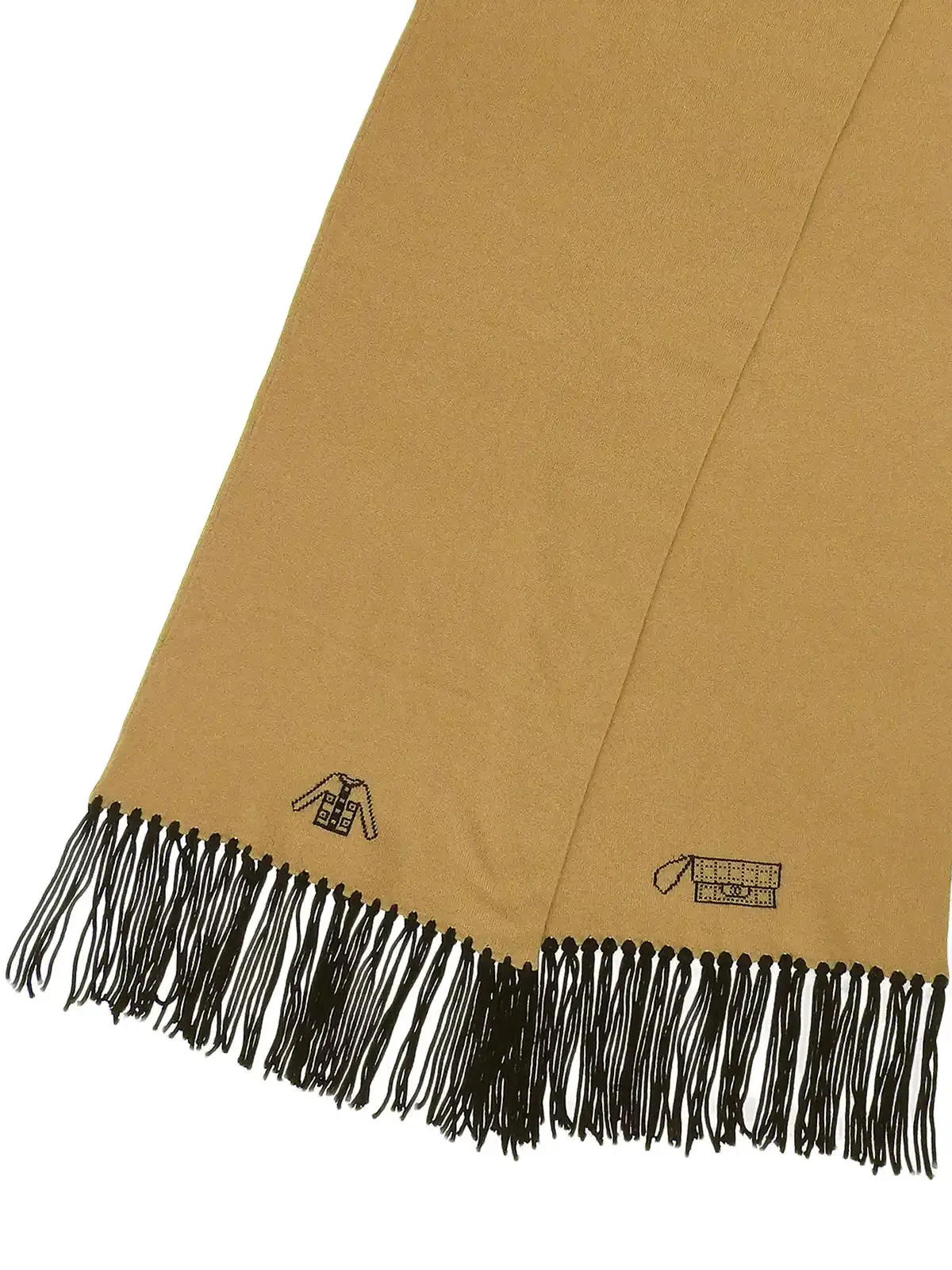 CHANEL 2008 Made Cashmere Multi Motif Rhinestone Cc Mark Scarf Beige/Black