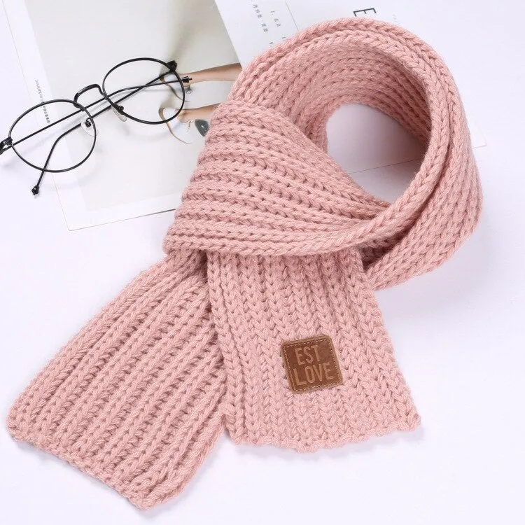 Children Winter Scarf Baby Warm Knitted Soild Scarves for Ladies Boys Girls Soft Kids Scarf Women Thick Warm Black Accessories