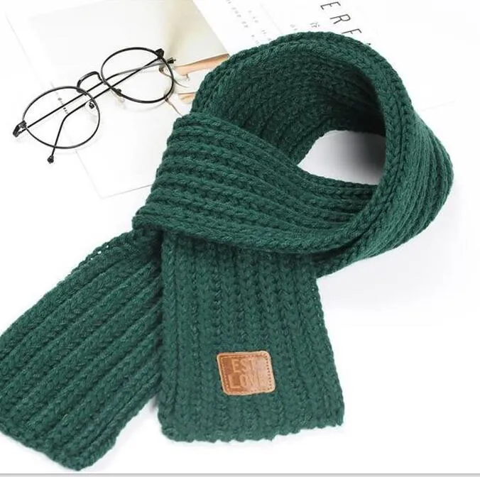 Children Winter Scarf Baby Warm Knitted Soild Scarves for Ladies Boys Girls Soft Kids Scarf Women Thick Warm Black Accessories