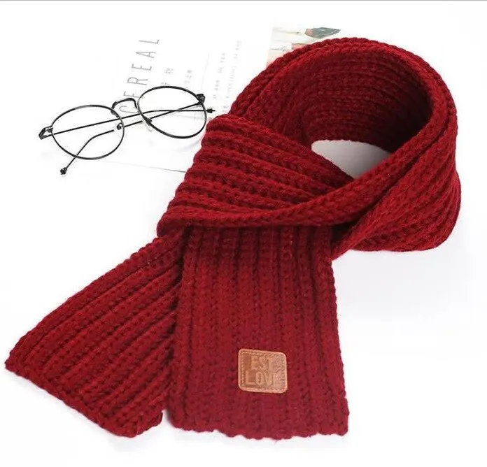 Children Winter Scarf Baby Warm Knitted Soild Scarves for Ladies Boys Girls Soft Kids Scarf Women Thick Warm Black Accessories