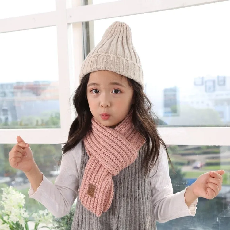 Children Winter Scarf Baby Warm Knitted Soild Scarves for Ladies Boys Girls Soft Kids Scarf Women Thick Warm Black Accessories