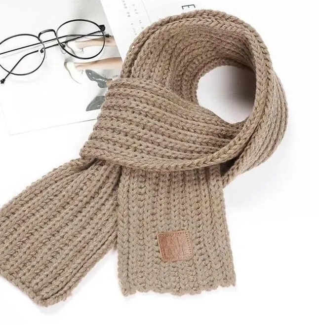 Children Winter Scarf Baby Warm Knitted Soild Scarves for Ladies Boys Girls Soft Kids Scarf Women Thick Warm Black Accessories