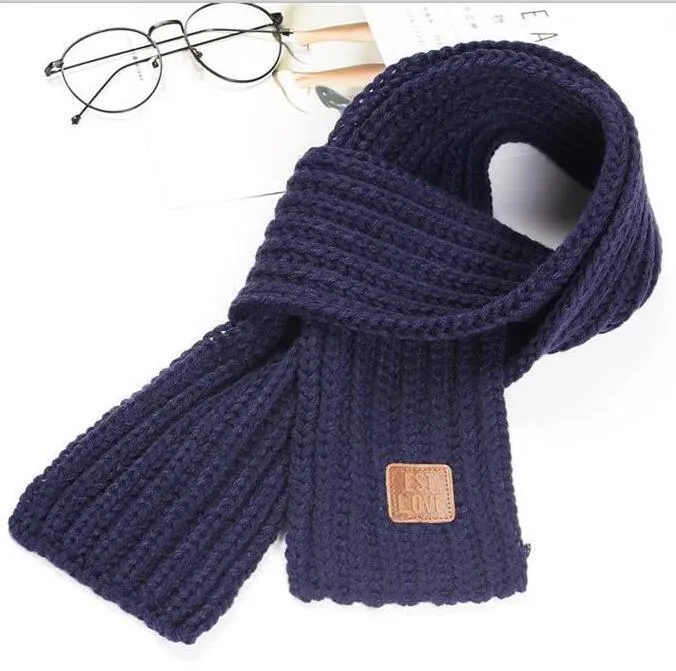 Children Winter Scarf Baby Warm Knitted Soild Scarves for Ladies Boys Girls Soft Kids Scarf Women Thick Warm Black Accessories