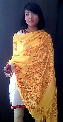 Cotton Om Shawl With Fringes