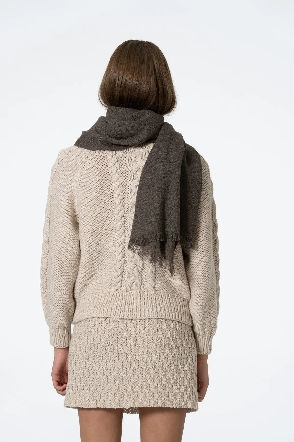 Dinadi Merino Woven Scarf Mulch Brown