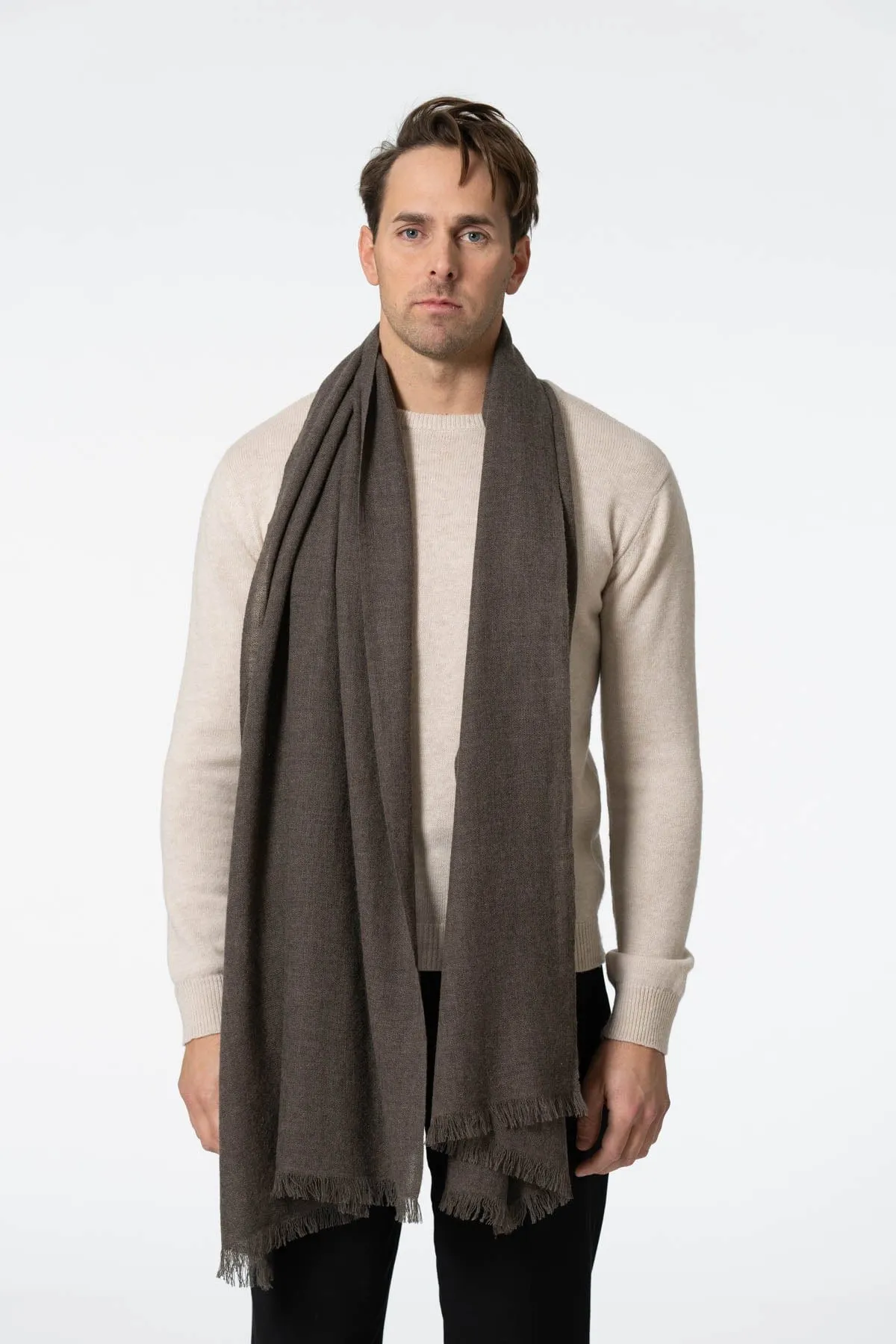 Dinadi Merino Woven Scarf Mulch Brown