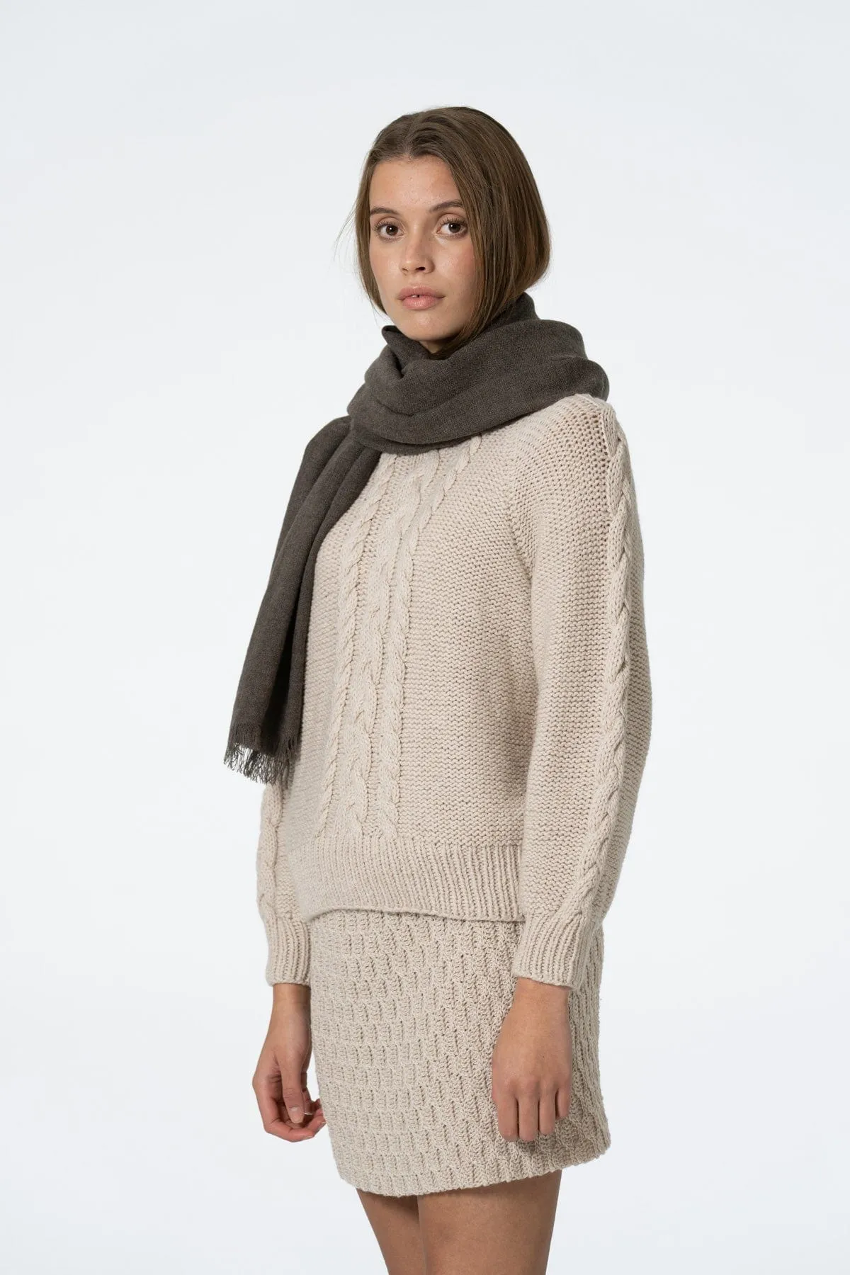 Dinadi Merino Woven Scarf Mulch Brown