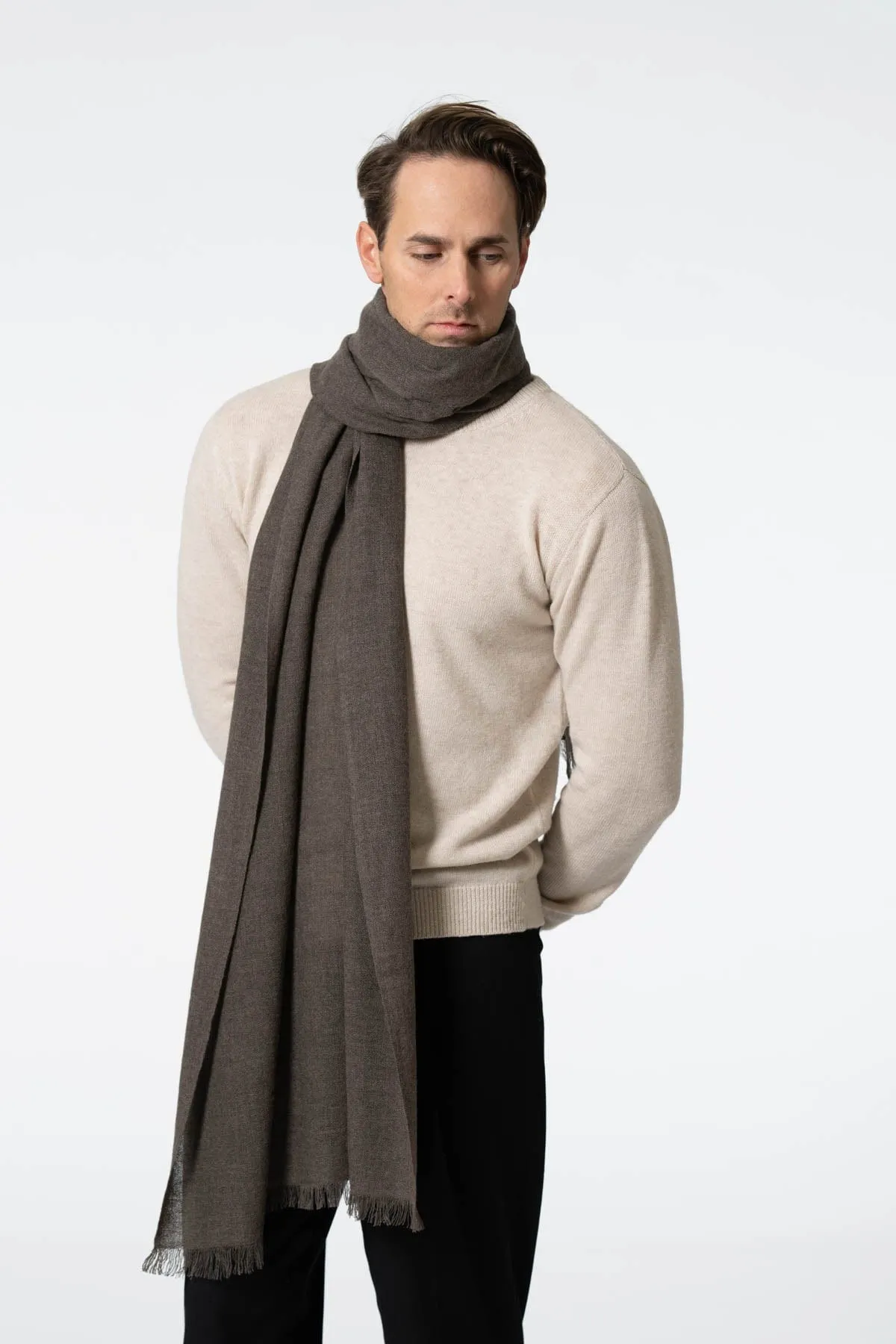 Dinadi Merino Woven Scarf Mulch Brown