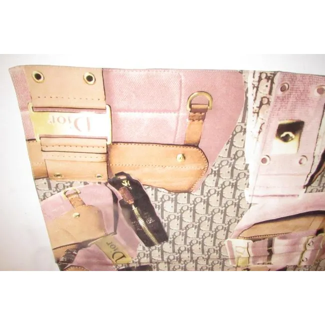 Dior Pink Brown Orange Trotter By John Galliano Logo Print Scarf