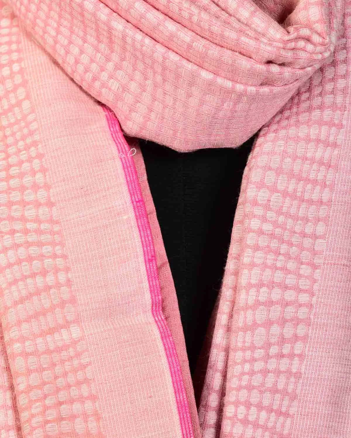 Earthy Peach Banarasi Python Stripes Tanchoi Handwoven Silk-Wool Scarf 75"x21"