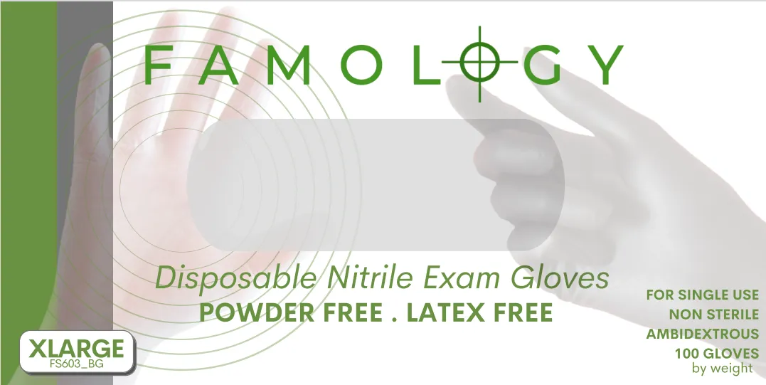 Famology Disposable Nitrile Exam Gloves