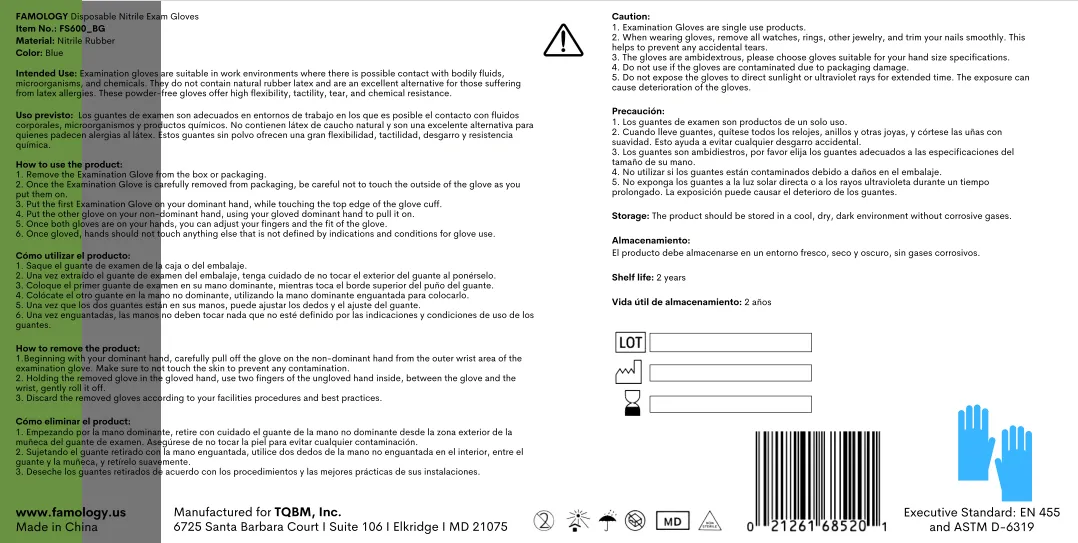 Famology Disposable Nitrile Exam Gloves