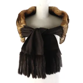 Fendi Cashmere Fur Logo Stole Brown