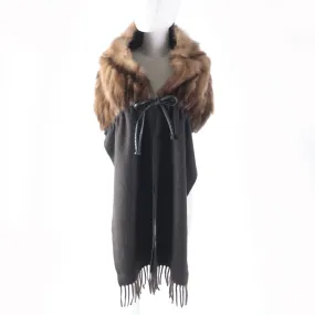 Fendi Cashmere Mink Sable Fringe Stole