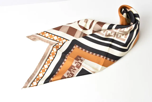 Fendi Silk Scarf Brown/Beige