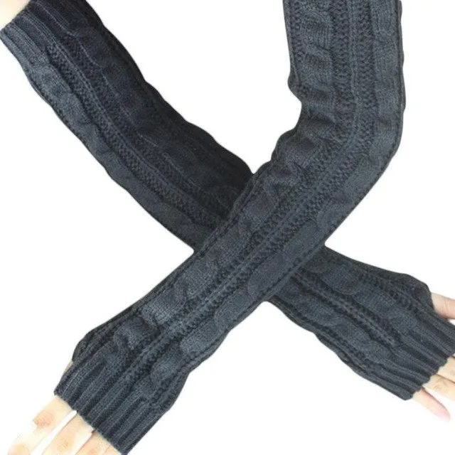 Fingerless Knitted Long Gloves