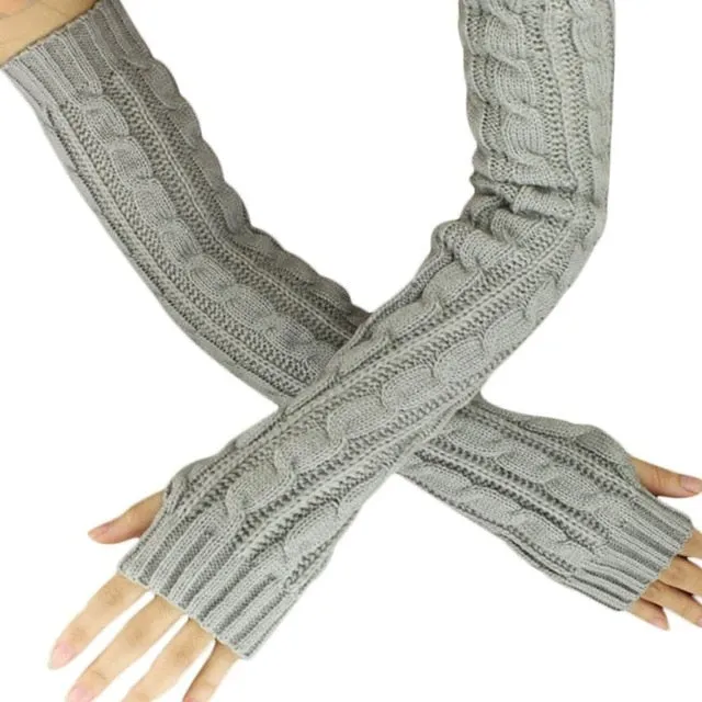 Fingerless Knitted Long Gloves