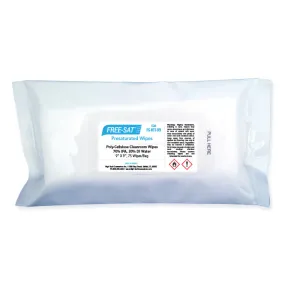 FREE-SAT, "CLEAN-CUT", Pre-Saturated Nonwoven Wipes, 70% Isopropyl Alcohol/30% Deionized Water, 9"X9", 75/Bag, 12 Bags/Case