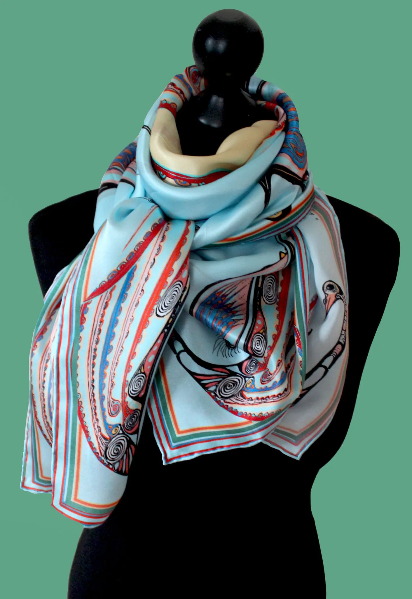 'Generations'100% Satin Silk, 110cm Square Scarf