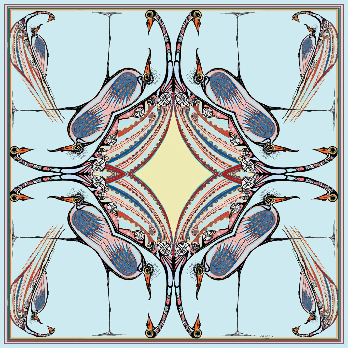 'Generations'100% Satin Silk, 110cm Square Scarf