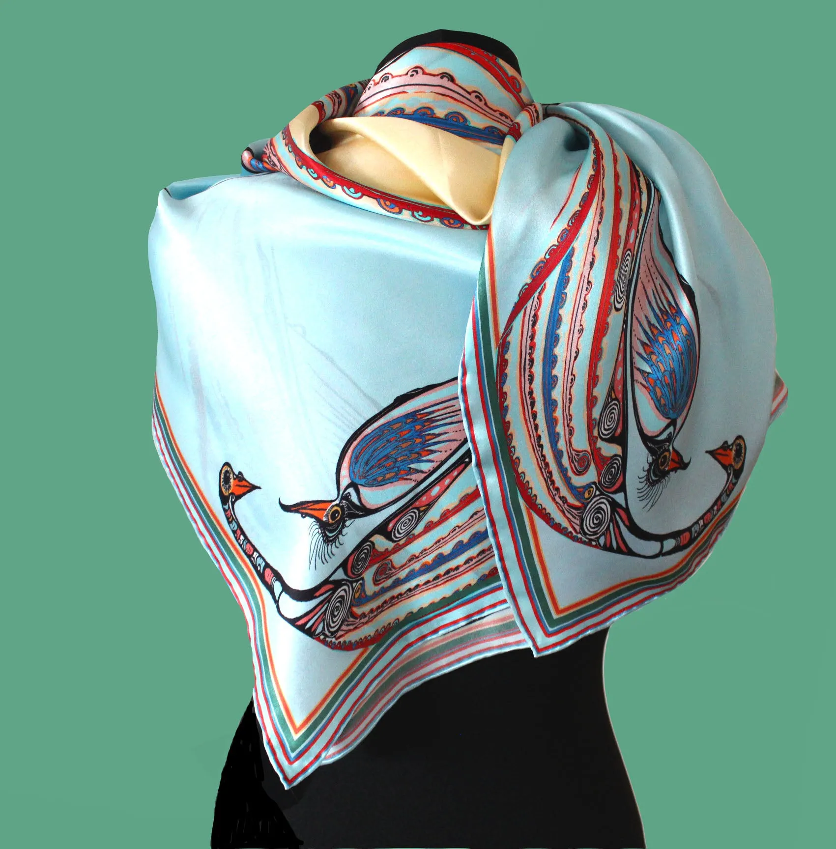 'Generations'100% Satin Silk, 110cm Square Scarf