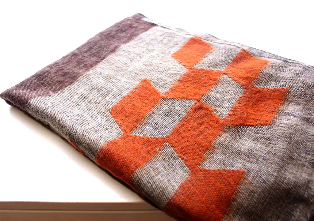 Grey Orange Himalayan 100% Pure Woolen Shawls Nepal