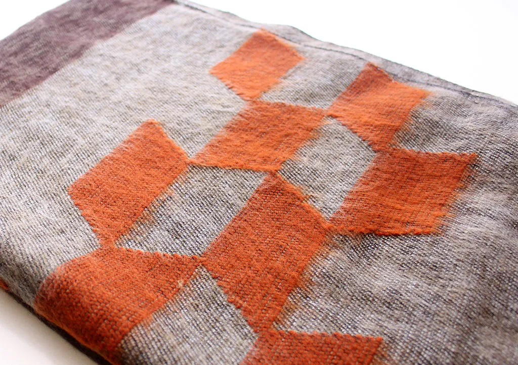 Grey Orange Himalayan 100% Pure Woolen Shawls Nepal