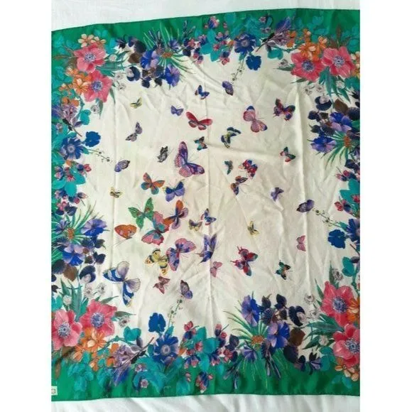 Gucci Colorful Flowers & Butterflies XL Silk Scarf