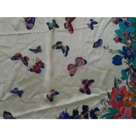 Gucci Colorful Flowers & Butterflies XL Silk Scarf