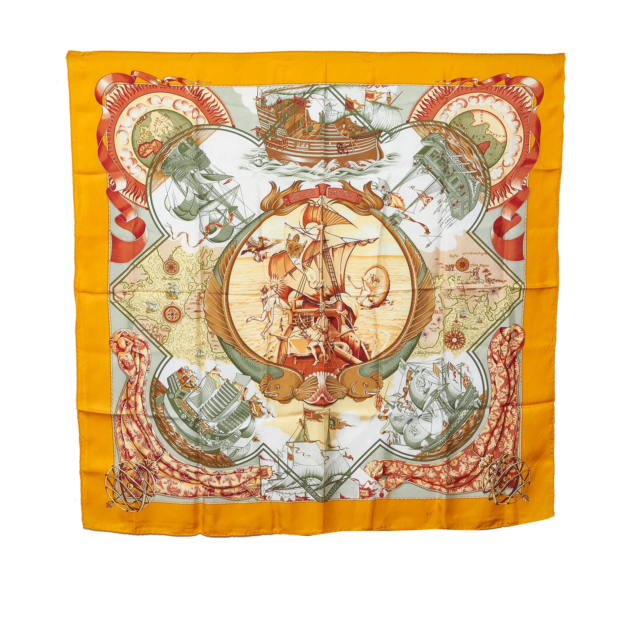 Hermès Silk Scarf 90 Au dela des Cinq Mars