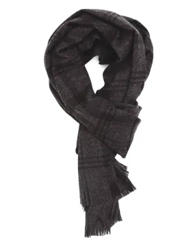 Joshua Ellis - Plaid Featherweight Escorial Wool Scarf Charcoal x Black