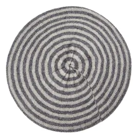 Lambswool Striped Beret - Derby Grey / Silverbirch