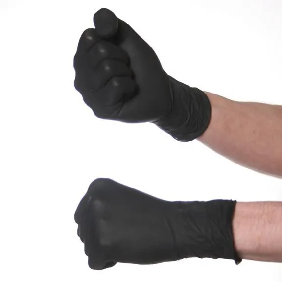 Latex Medical Gloves, Matt Black - Box of 100