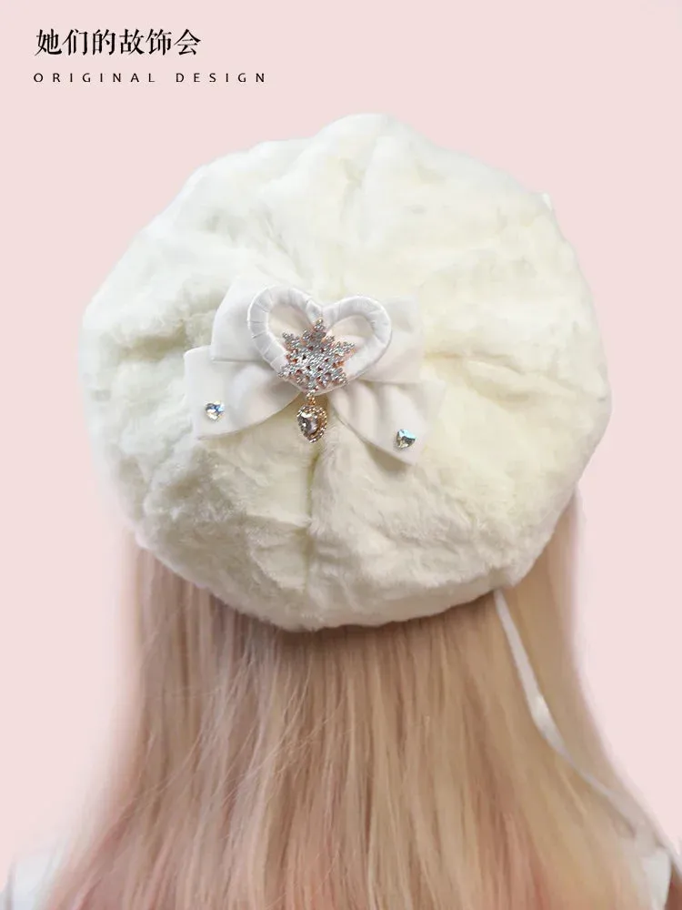 Lolita soft love bow beret