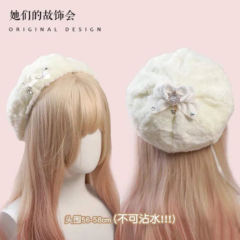 Lolita soft love bow beret