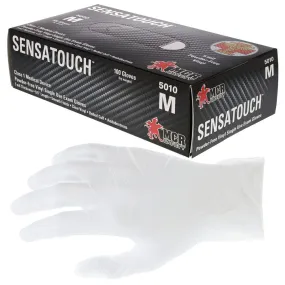 MCR Safety 5010 SensaTouch Disposable Gloves Clear Vinyl Medical Grade Powder Free 5-Mil (Box 100)