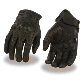 Milwaukee Leather SH810 Men's Black Perforated Leather Gloves with