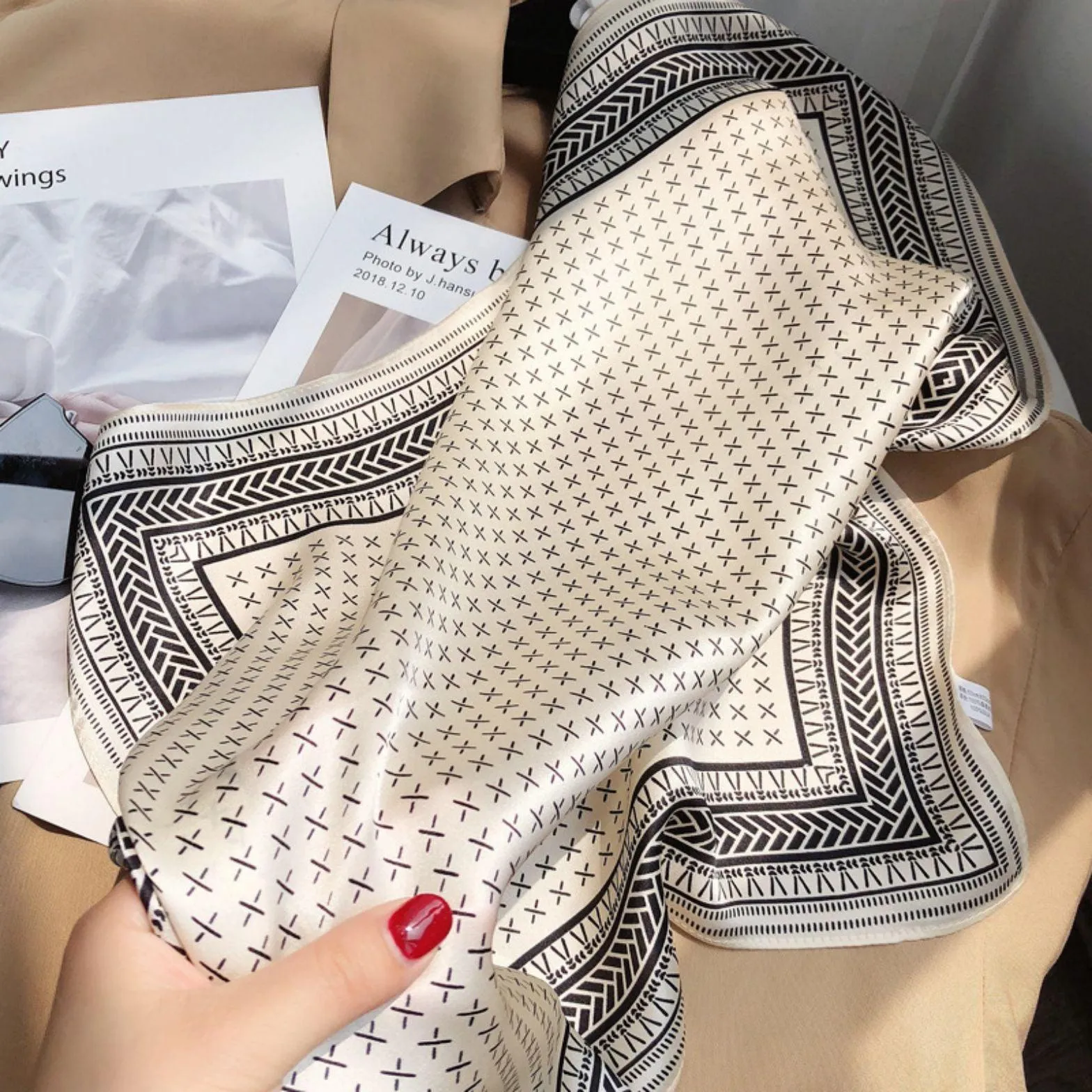 Minimalist Crosshatch 100% mulberry Silk Scarf/Silk head scarf/Silk hair scarf/Silk neck scarf/Mother's Day Gifts/Bag Accessory/Gift for her/For Spring