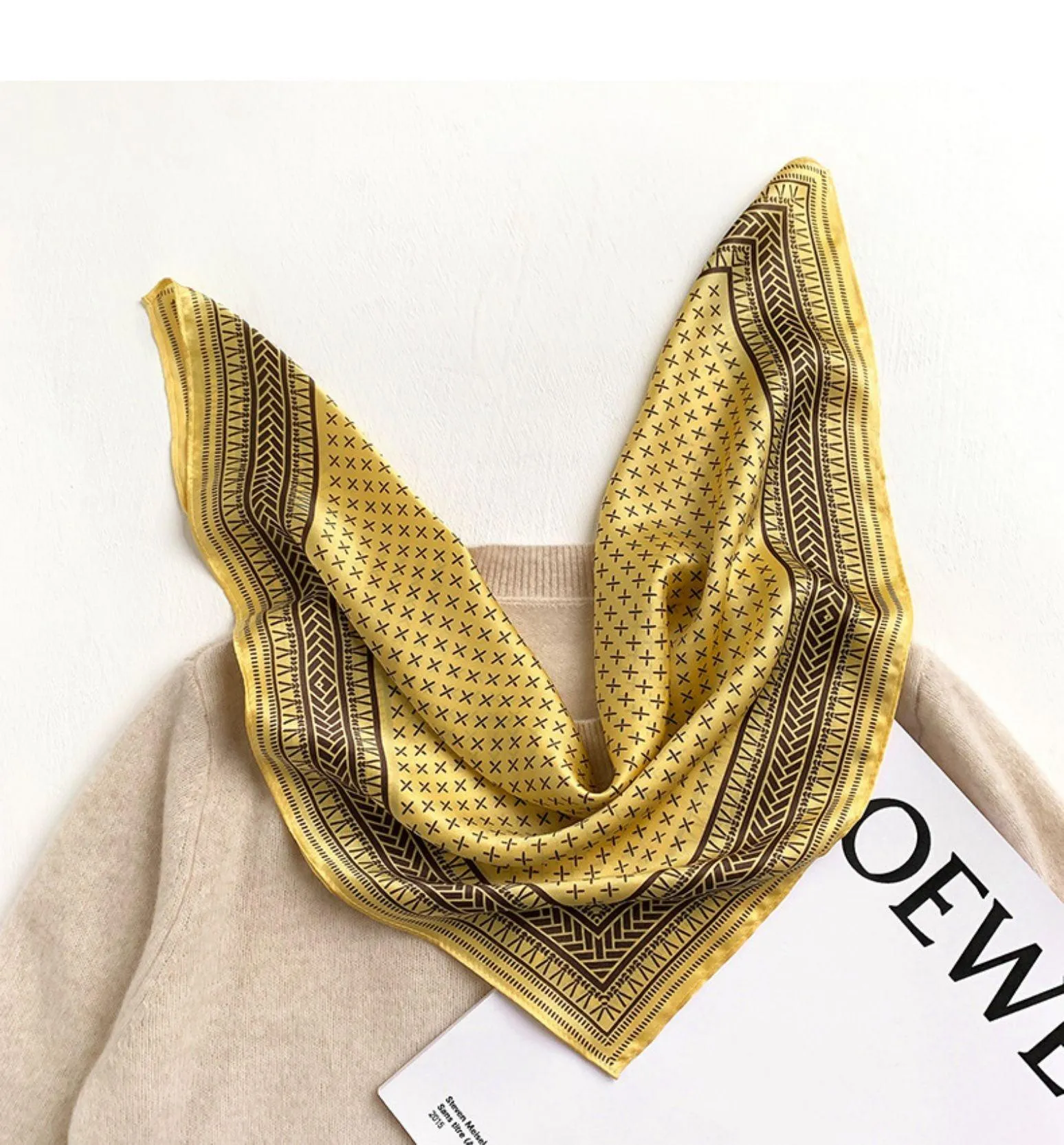 Minimalist Crosshatch 100% mulberry Silk Scarf/Silk head scarf/Silk hair scarf/Silk neck scarf/Mother's Day Gifts/Bag Accessory/Gift for her/For Spring
