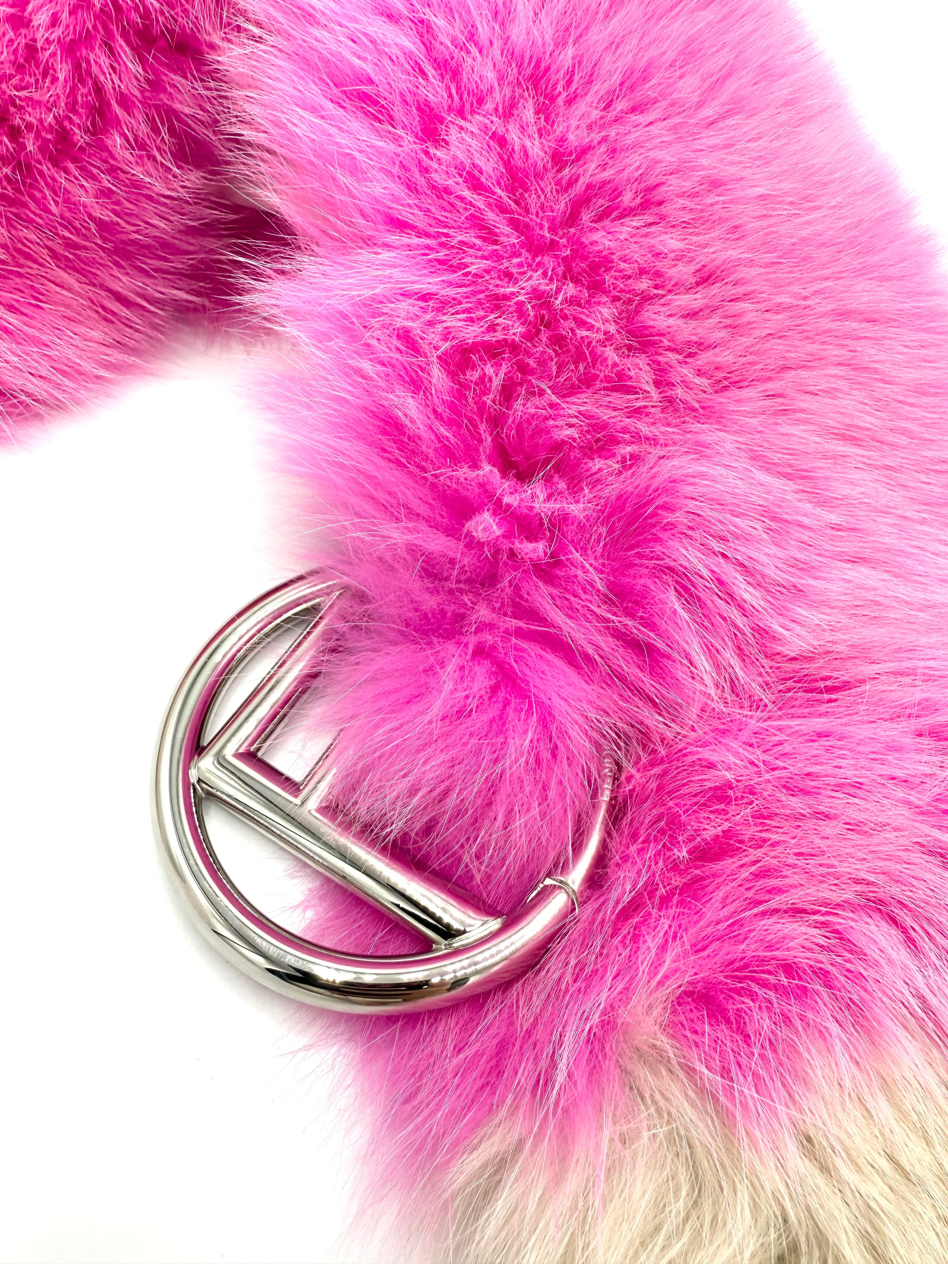 Pink-Beige Fox Fur Scarf