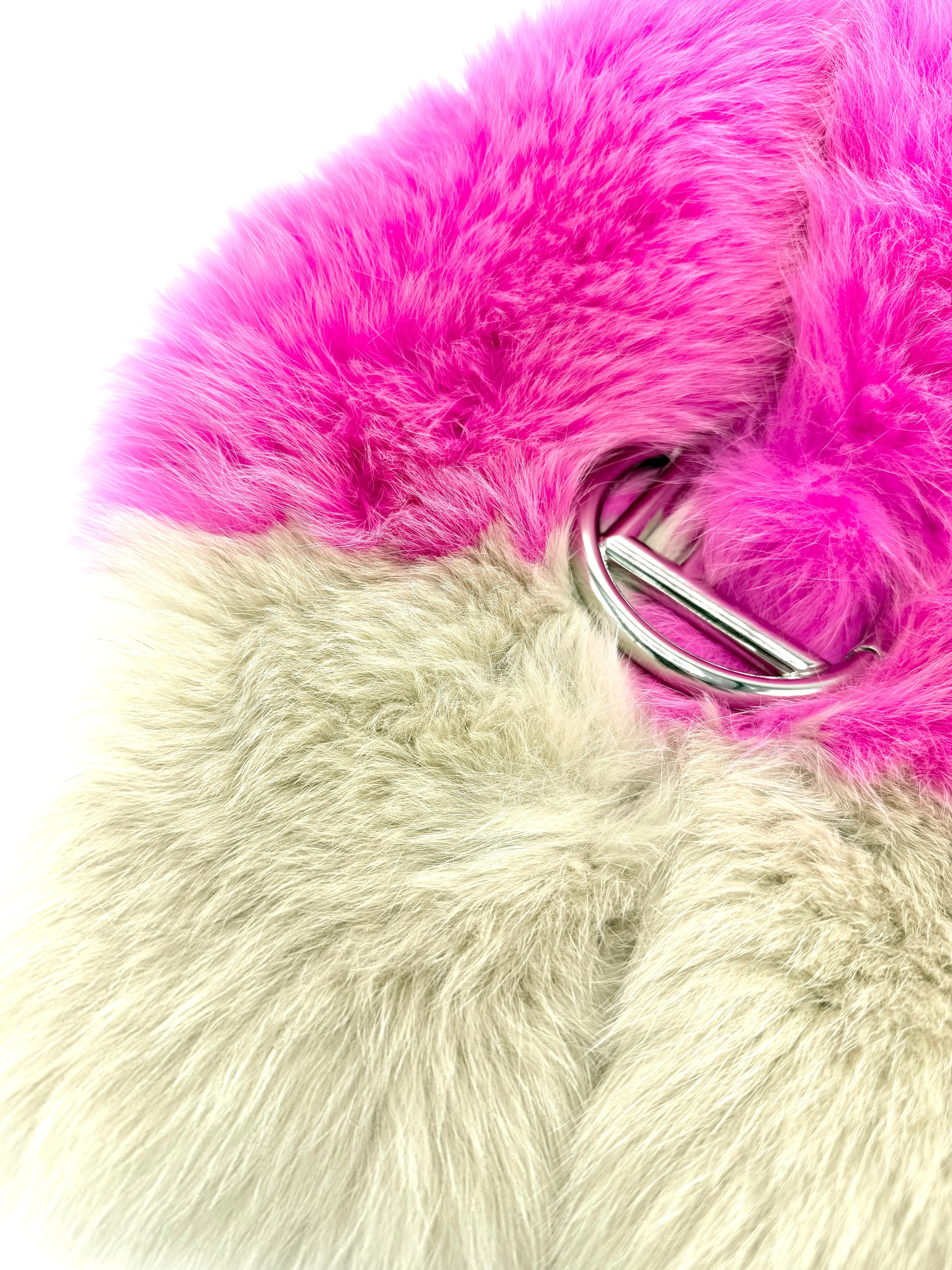Pink-Beige Fox Fur Scarf